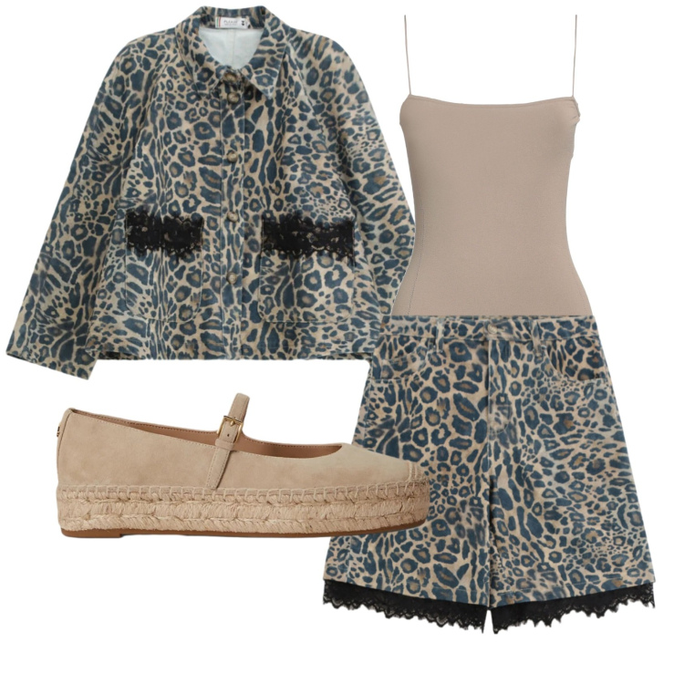 Outfit donna - Total look #2393585. Stile Etnico per Tutti i giorni. Abbinamento con top, bermuda, blazer, espadrillas.