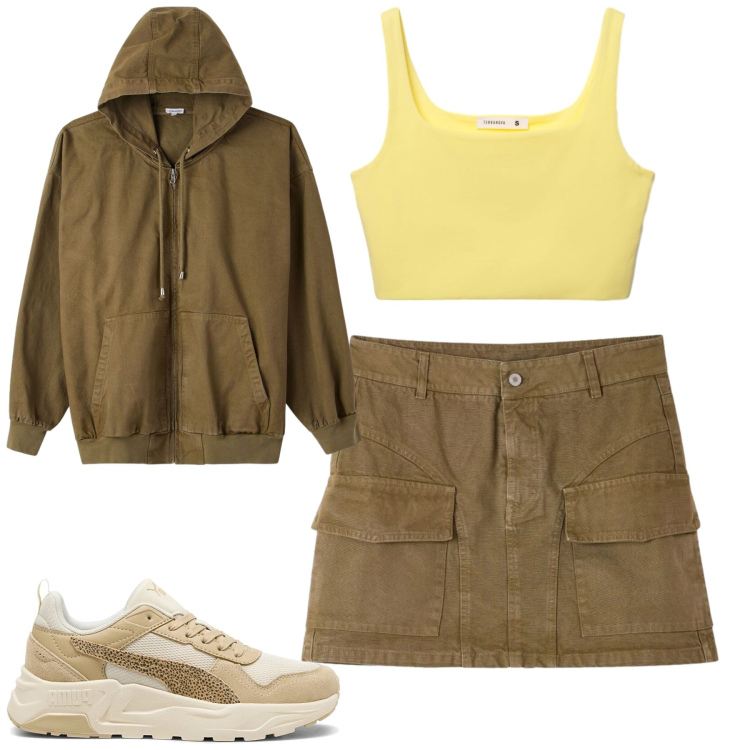 Outfit donna - City. Stile Casual per Tutti i giorni. Abbinamento con canottiere, blazer, minigonne, sneakers.