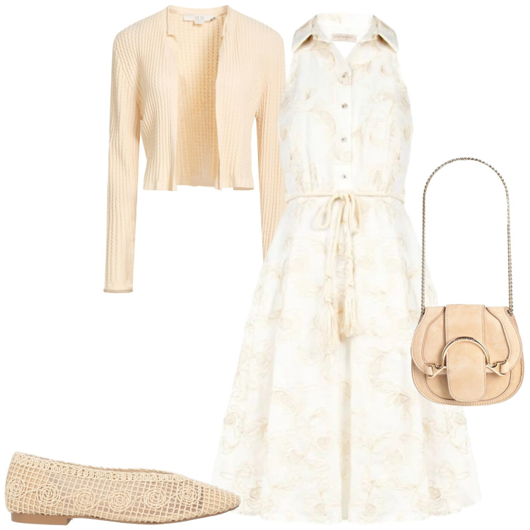 Outfit donna - Boho primaverile. Stile Boho per Tutti i giorni. Abbinamento con marsupi, cardigans, ballerine, vestiti chemisier.