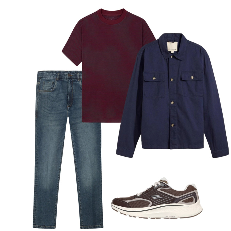 Outfit uomo - Maggio. Stile Casual per Tutti i giorni. Abbinamento con giacche, sneakers, jeans, t-shirt.
