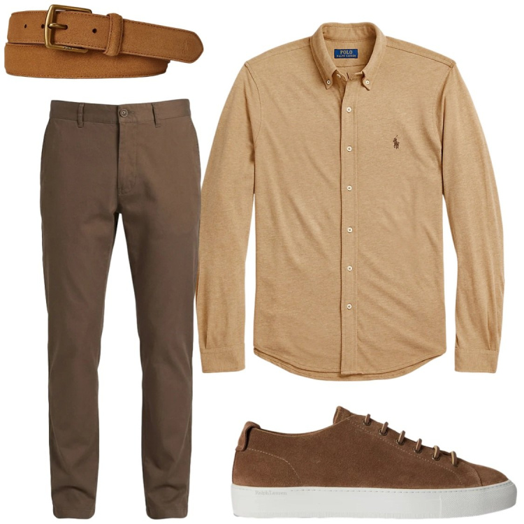 Outfit uomo - Per ufficio va bene. Stile Casual per Ufficio. Abbinamento con pantaloni, camicie, cinture, sneakers.