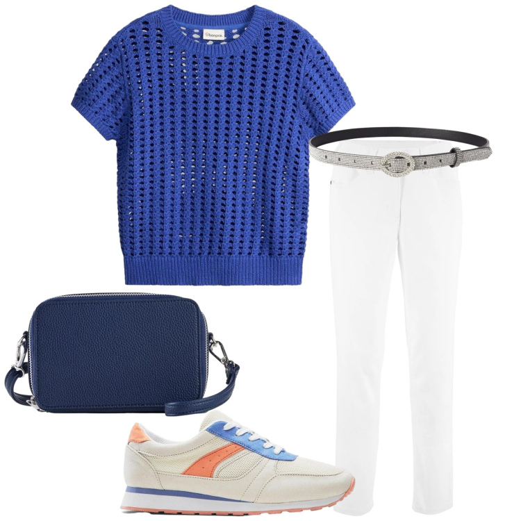 Outfit donna - Total look #2393646. Stile Casual per Tutti i giorni. Abbinamento con pantaloni, bluse, borse a tracolla, sneakers, cinture.