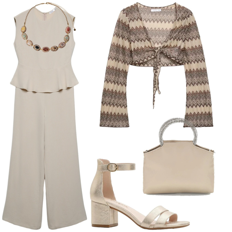 Outfit donna - Total look #2393649. Stile Romantica per Serata fuori. Abbinamento con sandali col tacco, tute, blazer, collane, borse a mano.