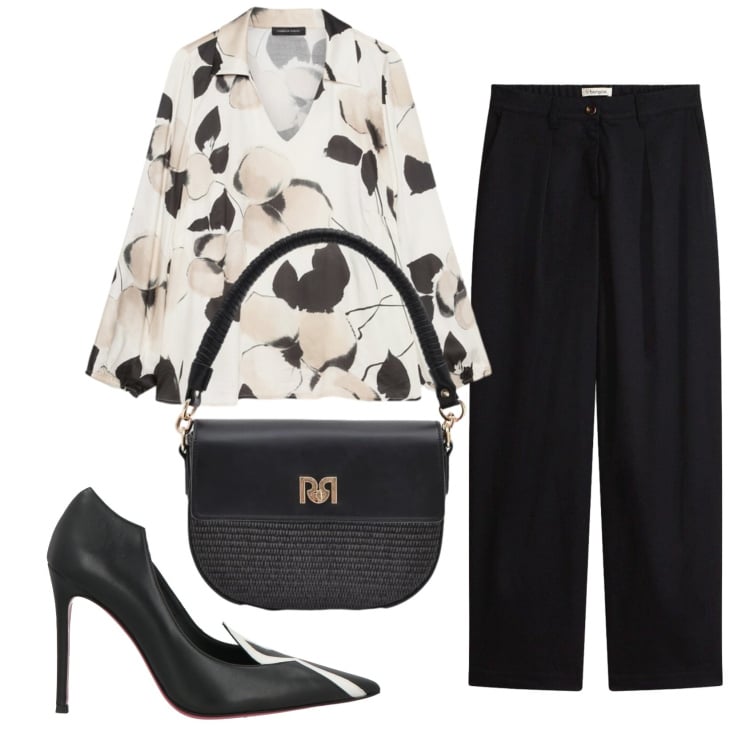 Outfit donna - Total look #2393664. Stile Chic per Serata fuori. Abbinamento con décolleté, pantaloni, borse a spalla, bluse.