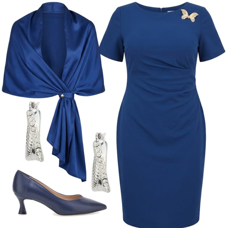 Outfit donna - Total look #2393675. Stile Chic per Cerimonia. Abbinamento con stole, vestiti a tubino, orecchini, décolleté.