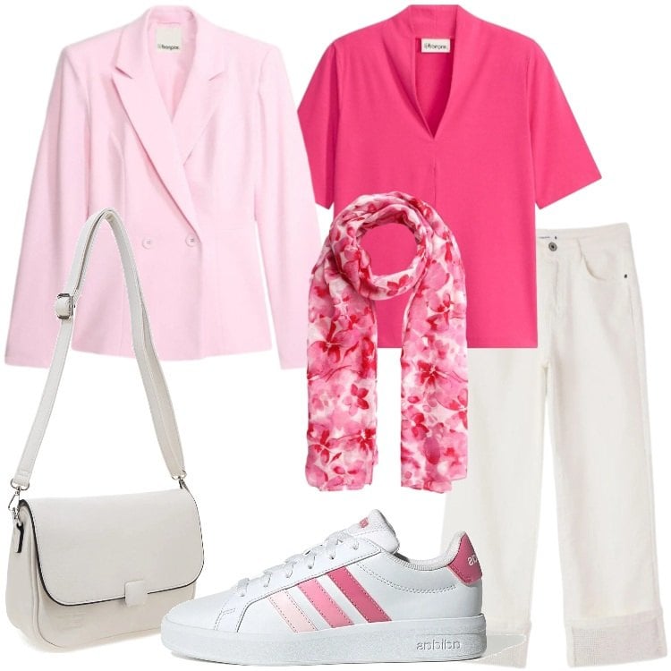 Outfit donna - Blazer leggeri - @ypila. Stile Casual chic per Scuola/Università. Abbinamento con bluse, blazer, foulard, jeans, sneakers, borse a tracolla.