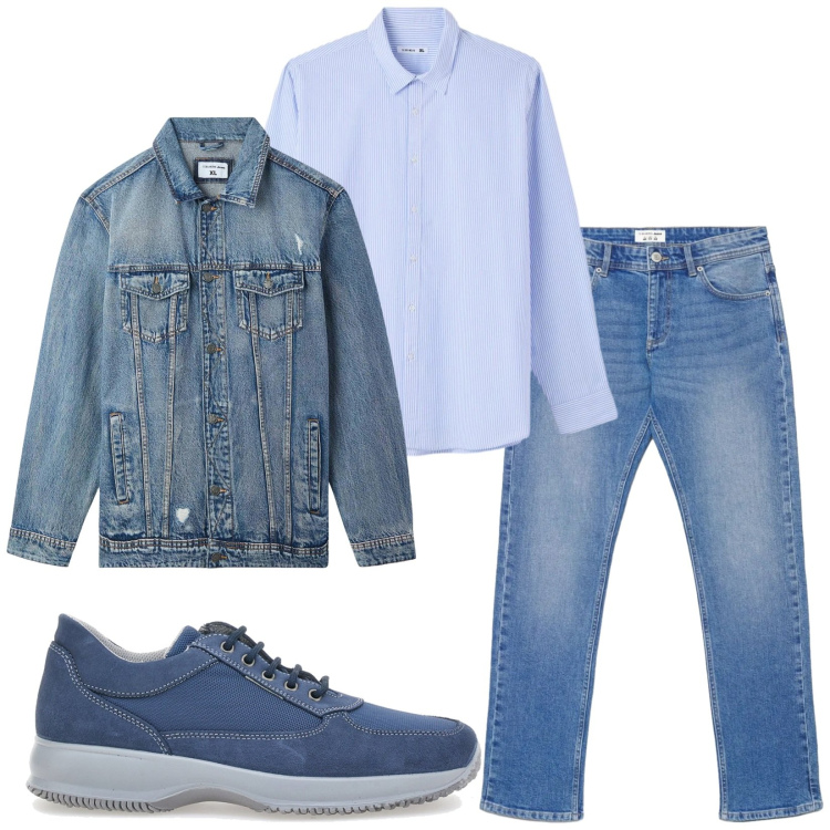 Outfit uomo - Total look #2393699. Stile Casual per Tutti i giorni. Abbinamento con giacche, jeans, camicie, scarpe stringate.