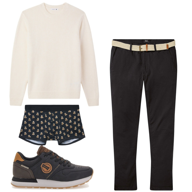 Outfit uomo - Total look #2393701. Stile Casual per Tutti i giorni. Abbinamento con pantaloni chino, boxer, pullovers, sneakers.