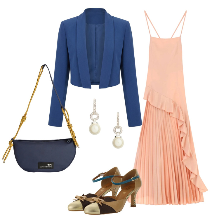 Outfit donna - Total look #2393704. Stile Glamour per Cerimonia. Abbinamento con borse a tracolla, bolero, décolleté, vestiti lunghi, orecchini.