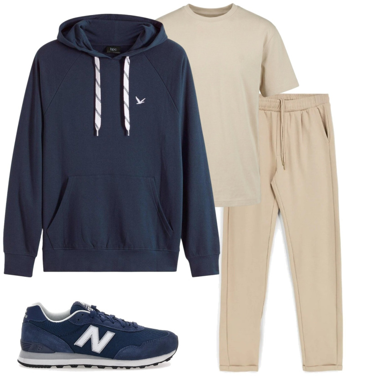 Outfit uomo - Total look #2393713. Stile Urban per Sport. Abbinamento con felpe con cappuccio, t-shirt, sneakers, pantaloni.