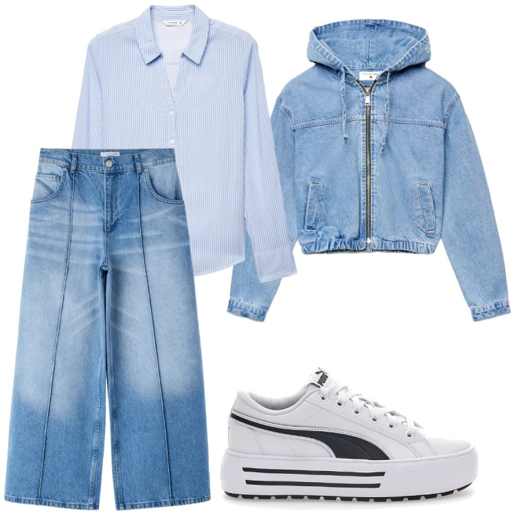 Outfit donna - ​City Comfort. Stile Casual per Tutti i giorni. Abbinamento con camicie, bomber, jeans, sneakers.