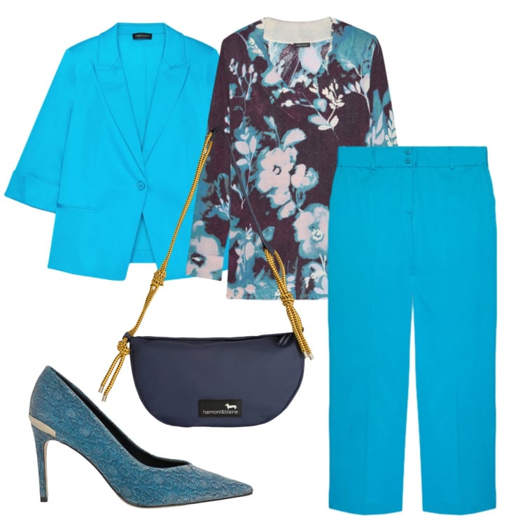 Outfit donna - Cerimonia. Stile Chic per Cerimonia. Abbinamento con décolleté, borse a tracolla, maglieria, blazer, pantaloni.