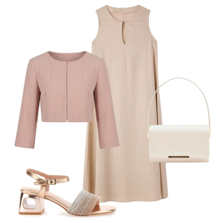 Outfit donna - Total look #2393725. Stile Chic per Cerimonia. Abbinamento con vestiti lunghi, bolero, pochette, sandali col tacco.