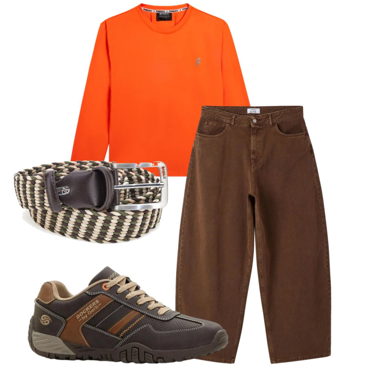 Outfit uomo - Total look #2393736. Stile Casual per Tutti i giorni. Abbinamento con sneakers, jeans dritti, t-shirt, cinture.