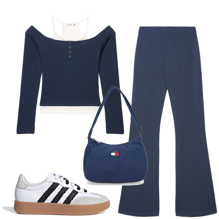Outfit donna - Total look #2393739. Stile Casual per Tutti i giorni. Abbinamento con pantaloni, t-shirt, borse a spalla, sneakers.