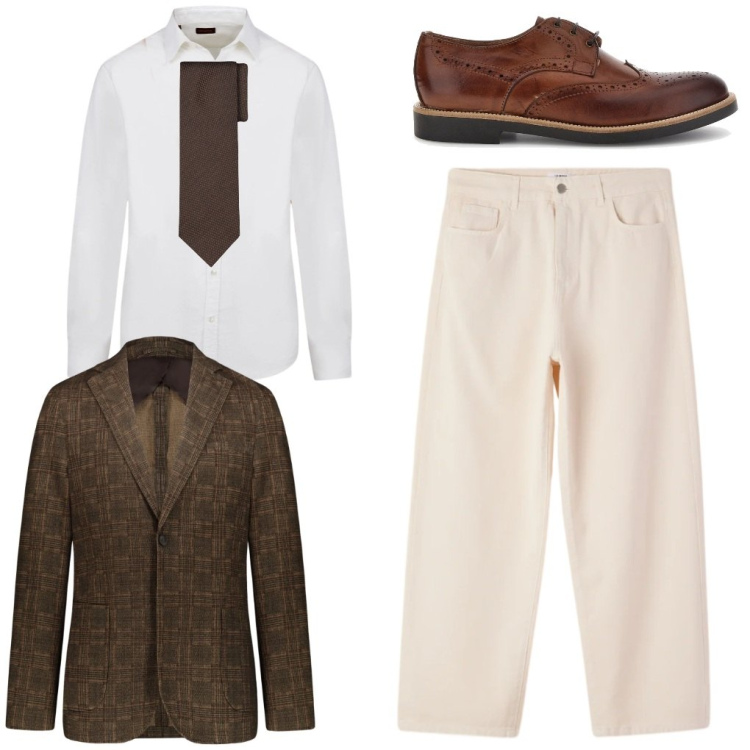Outfit uomo - 22.Il testimone della sposa. Stile Business/Elegante per Cerimonia. Abbinamento con pantaloni, giacche, camicie, cravatte, scarpe stringate.