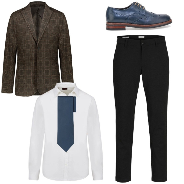 Outfit uomo - 23. Il testimone dello sposo. Stile Business/Elegante per Cerimonia. Abbinamento con pantaloni chino, giacche, camicie, cravatte, scarpe stringate.