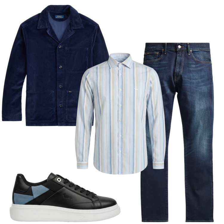 Outfit uomo - Total look #2393814. Stile Trendy per Tutti i giorni. Abbinamento con camicie, sneakers, jeans, giacche.