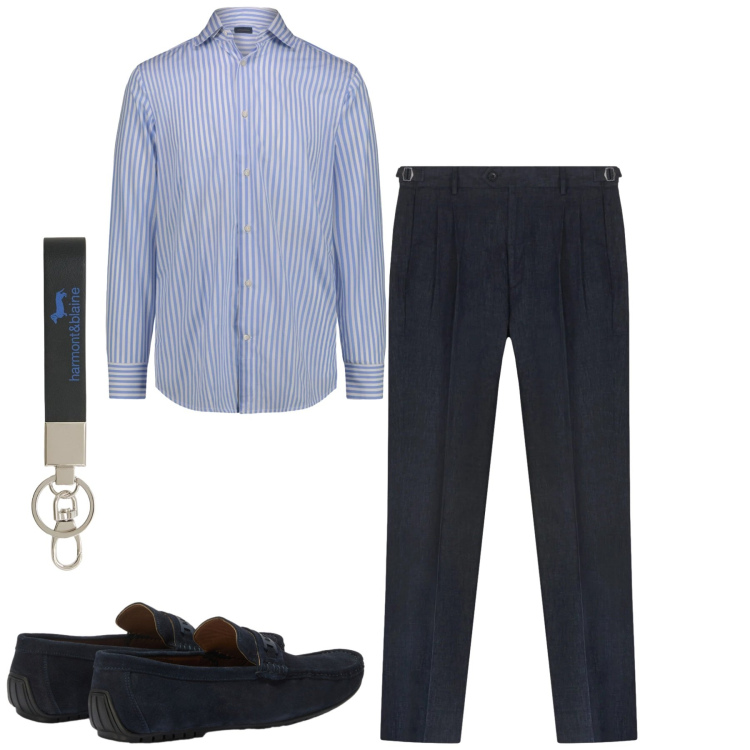 Outfit uomo - Total look #2393826. Stile Urban per Tutti i giorni. Abbinamento con portachiavi, scarpe stringate, camicie, pantaloni.