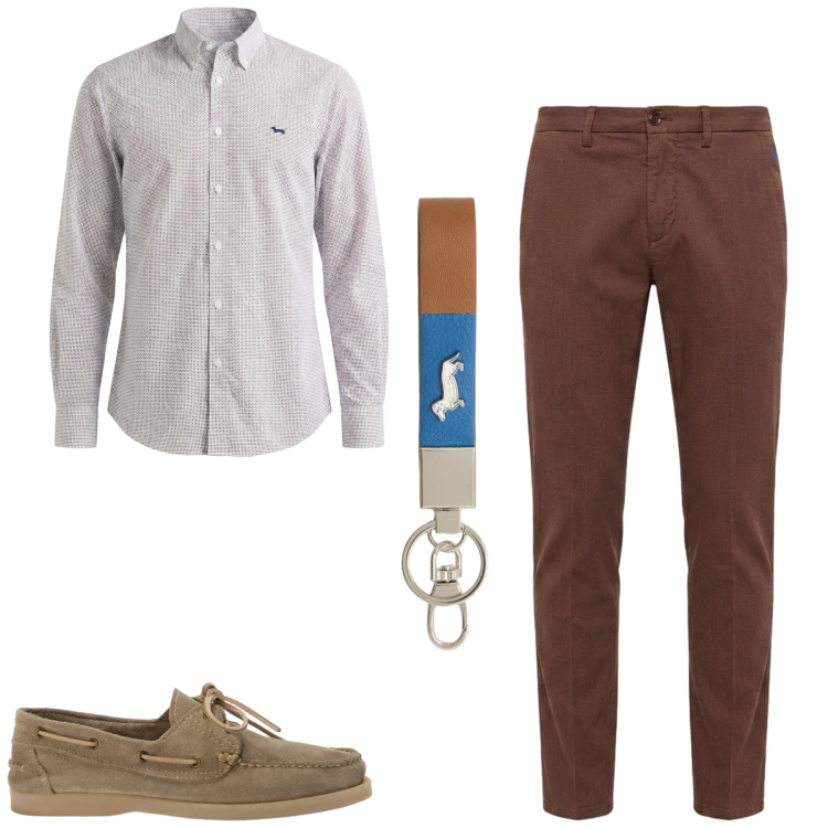 Outfit uomo - Total look #2393833. Stile Urban per Tutti i giorni. Abbinamento con portachiavi, camicie, scarpe stringate, pantaloni chino.