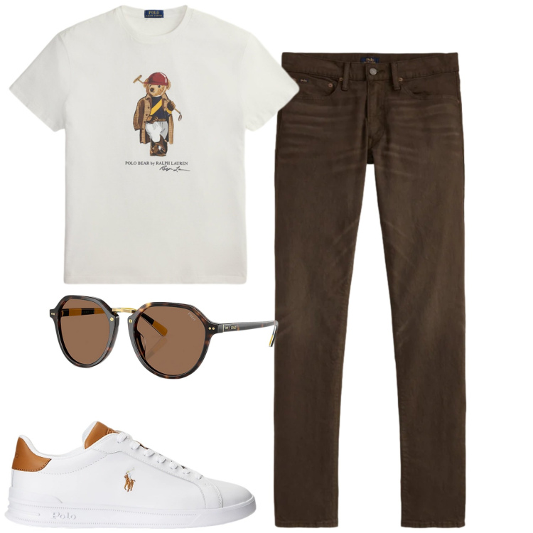 Outfit uomo - Total look #2393841. Stile Casual per Tutti i giorni. Abbinamento con sneakers, t-shirt, jeans, occhiali da sole.
