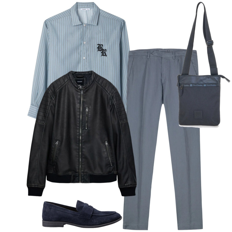 Outfit uomo - Total look #2393842. Stile Trendy per Ufficio. Abbinamento con giacche, camicie, pantaloni, scarpe stringate, portafogli.