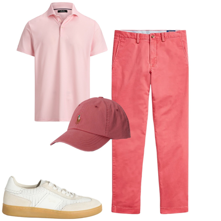 Outfit uomo - Total look #2393857. Stile Urban per Tutti i giorni. Abbinamento con sneakers, pantaloni, polo, cappelli con visiera.
