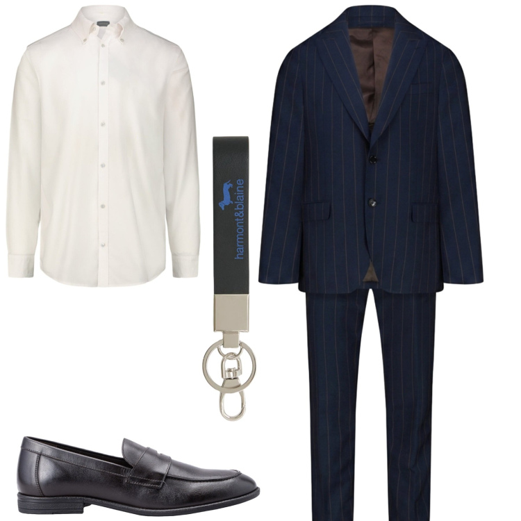 Outfit uomo - Total look #2393867. Stile Business/Elegante per Tutti i giorni. Abbinamento con portachiavi, camicie, scarpe stringate, abiti.