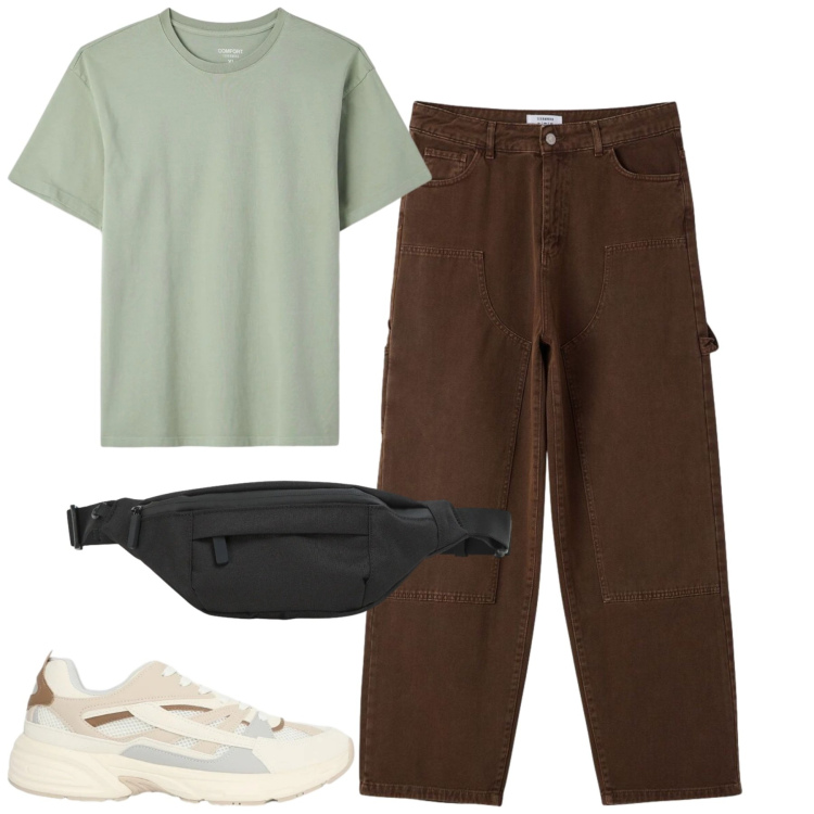 Outfit uomo - Total look #2393870. Stile Casual per Tutti i giorni. Abbinamento con sneakers, pantaloni, t-shirt, borse sportive.