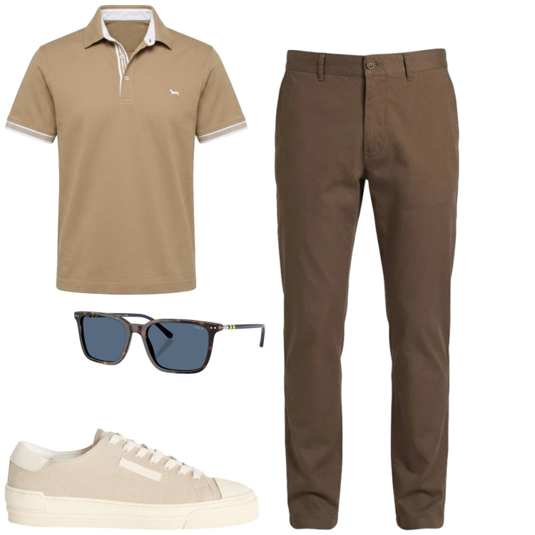Outfit uomo - Total look #2393873. Stile Urban per Tutti i giorni. Abbinamento con sneakers, pantaloni, polo, occhiali da sole.