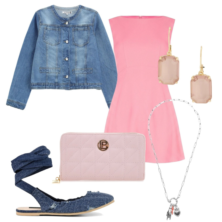 Outfit donna - Total look #2393905. Stile Bon Ton per Tutti i giorni. Abbinamento con blazer, vestiti corti, ciondoli, orecchini, portafogli, ballerine.