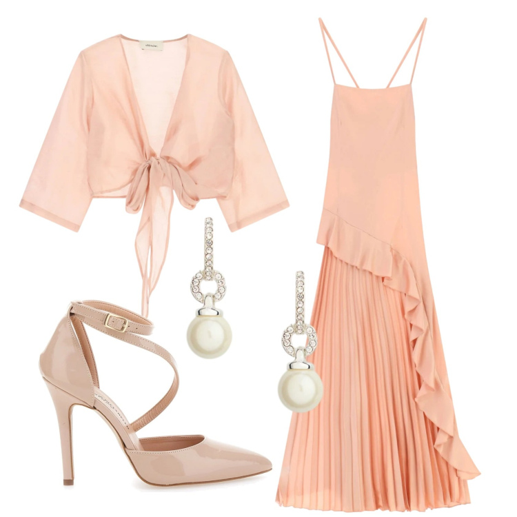 Outfit donna - Total look #2393909. Stile Chic per Cerimonia. Abbinamento con bluse, vestiti lunghi, orecchini, décolleté.