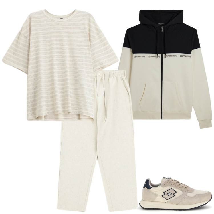 Outfit uomo - Total look #2393914. Stile Casual per Sport. Abbinamento con pantaloni, t-shirt, felpe con cappuccio, sneakers.