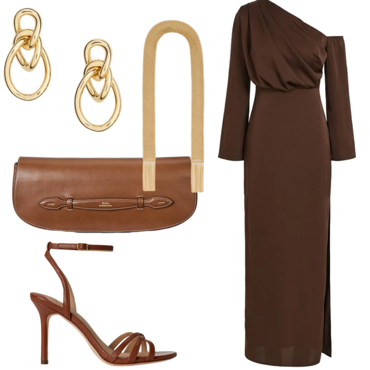 Outfit donna - Cerimonia curvy style. Stile Bon Ton per Cerimonia. Abbinamento con vestiti lunghi, collane, clutch, orecchini, sandali in pelle.