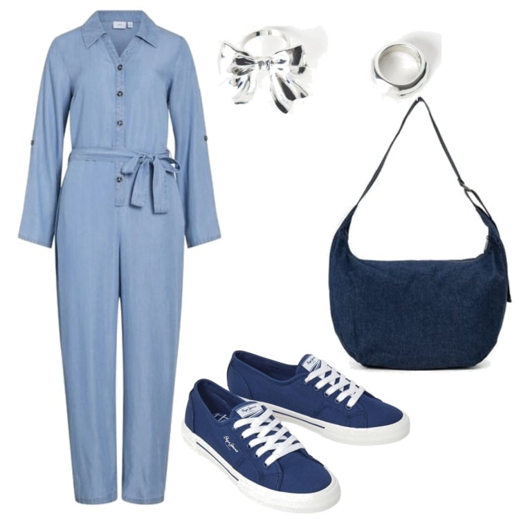 Outfit mujer - Casual. Estilo Casual para Todos los días. Combinación con chándales, sneakers, bandoleras, anillos.