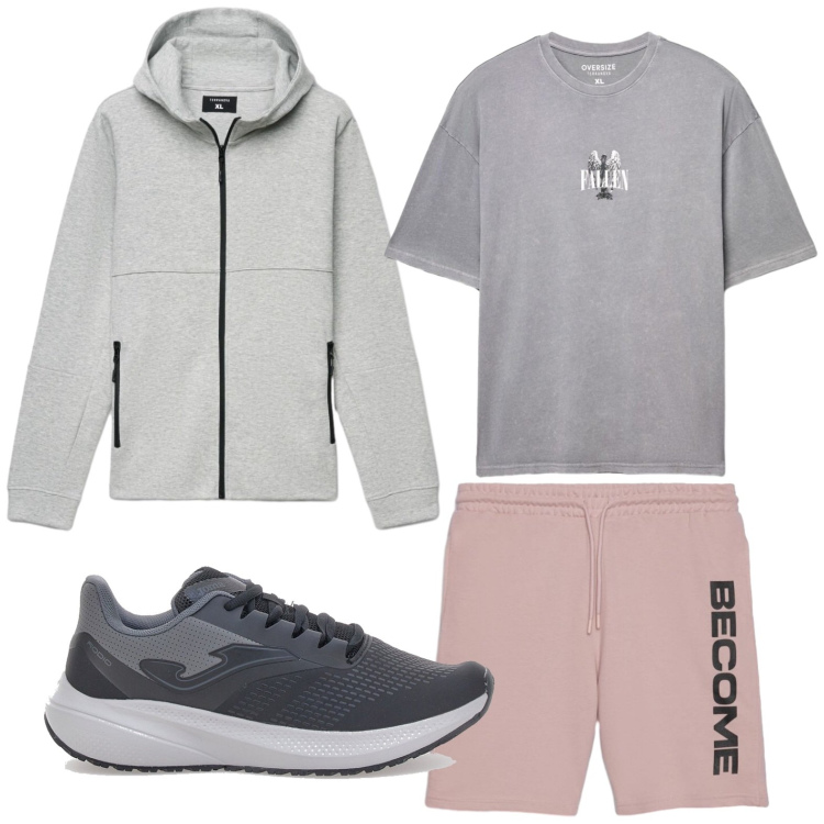 Outfit uomo - Sporty style. Stile Casual per Tutti i giorni. Abbinamento con felpe con cappuccio, t-shirt, bermuda, sneakers.