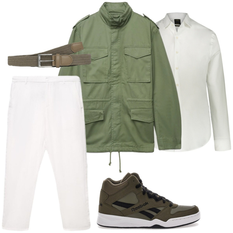 Outfit uomo - Immersione nella natura. Stile Casual per Tutti i giorni. Abbinamento con cinture, cappotti, pantaloni, camicie, sneakers.