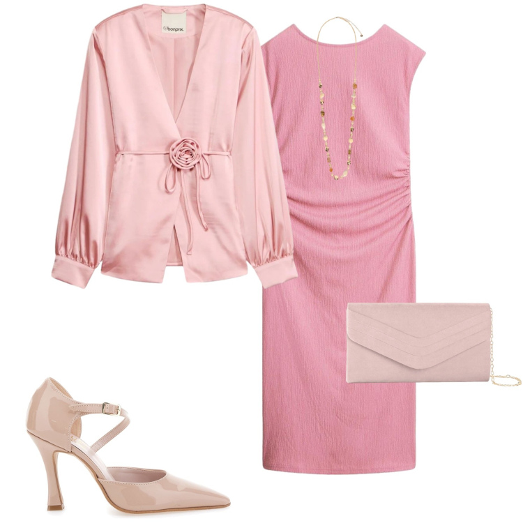 Outfit donna - Cerimonia a maggio. Stile Chic per Cerimonia. Abbinamento con vestiti, blazer, pochette, collane, décolleté.