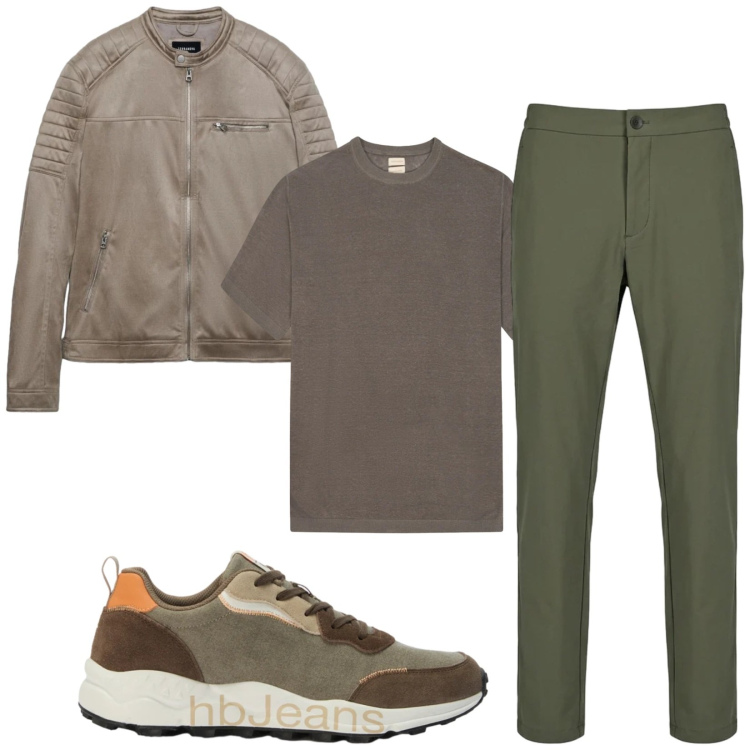 Outfit uomo - Total look #2394137. Stile Casual per Tutti i giorni. Abbinamento con giacche, sneakers, t-shirt, pantaloni.