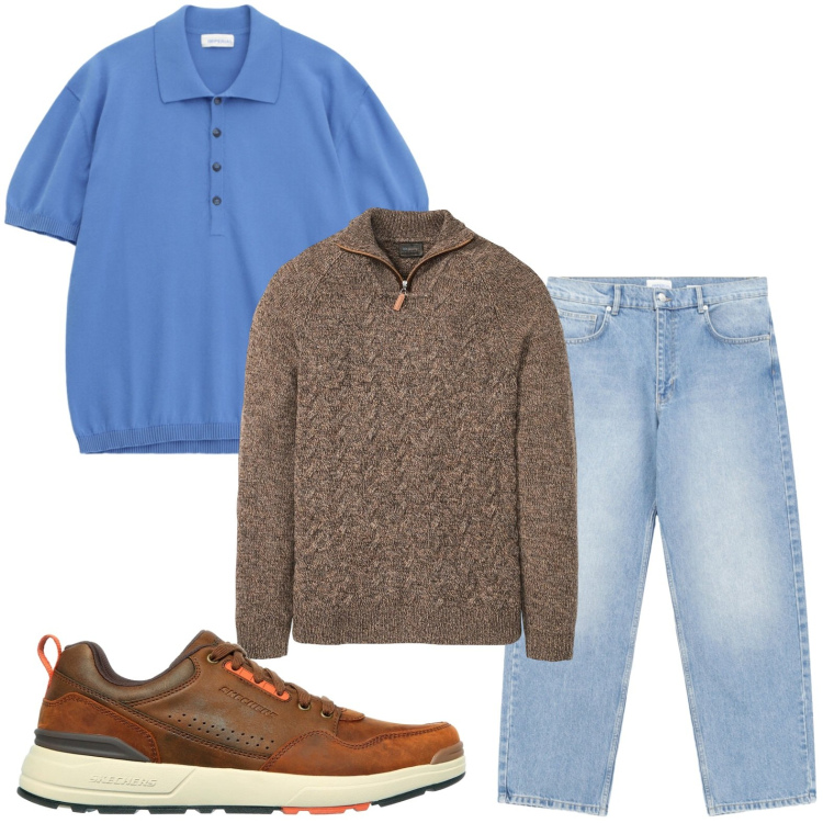 Outfit uomo - Polo dagli infiniti contesti. Stile Casual per Tutti i giorni. Abbinamento con maglieria, jeans, polo, sneakers.