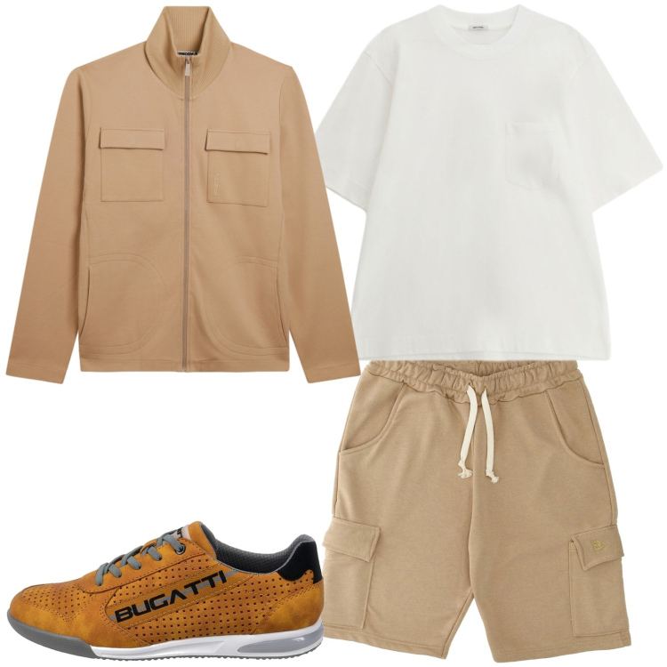 Outfit uomo - Look urban. Stile Urban per Tutti i giorni. Abbinamento con t-shirt, felpe, pantaloni corti, sneakers.