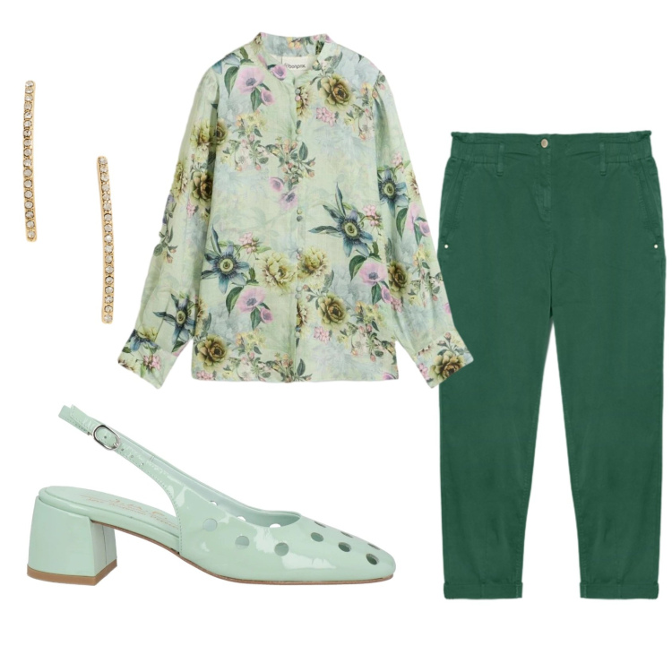 Outfit donna - Total look #2394195. Stile Basic per Ufficio. Abbinamento con décolleté, bluse, pantaloni, orecchini.