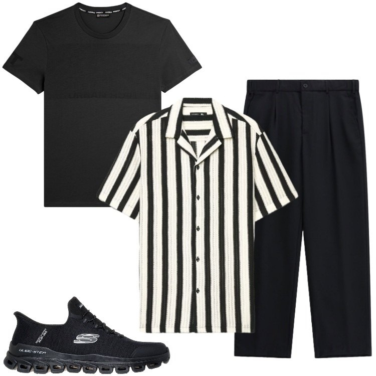 Outfit uomo - Total look #2394217. Stile Urban per Tutti i giorni. Abbinamento con camicie a manica corta, pantaloni, t-shirt, sneakers.