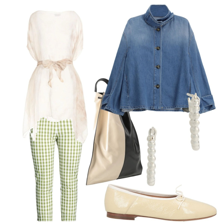 Outfit donna - Romanticamente. Stile Boho per Tutti i giorni. Abbinamento con top, leggings, zaini, ballerine, blazer, orecchini.