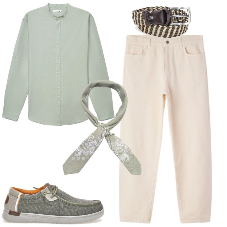 Outfit uomo - City. Stile Urban per Tutti i giorni. Abbinamento con camicie, pantaloni, cinture, scarpe stringate, sciarpe e foulard.