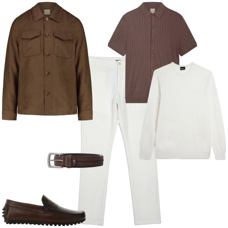 Outfit uomo - Trendy ufficio tempo libero. Stile Trendy per Tutti i giorni. Abbinamento con scarpe stringate, cinture, pantaloni, maglieria, polo, cappotti.