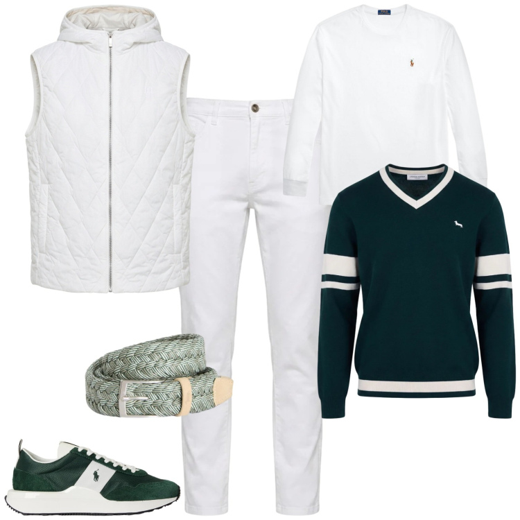 Outfit uomo - Trendy tempo libero. Stile Trendy per Tutti i giorni. Abbinamento con pullovers, piumini, cinture, jeans, t-shirt, sneakers.