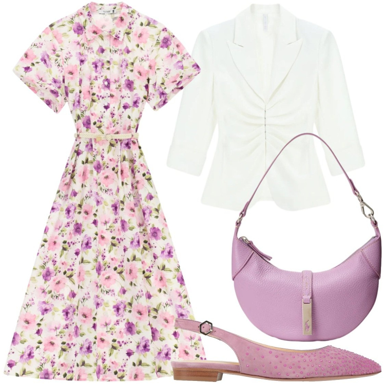 Outfit donna - Il vestito versatile #evento e... Stile Chic per Serata fuori. Abbinamento con ballerine, vestiti midi/longuette, blazer, borse a spalla.