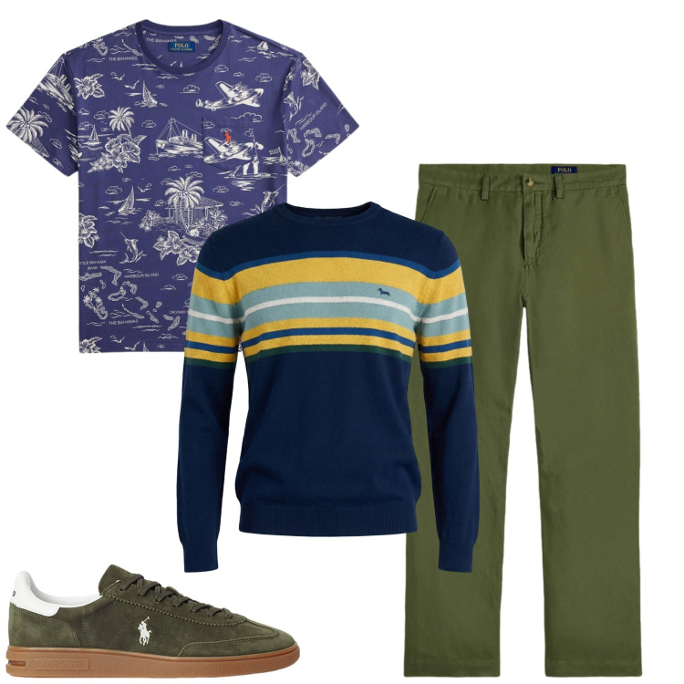 Outfit uomo - Total look #2394356. Stile Urban per Tutti i giorni. Abbinamento con pullovers, sneakers, pantaloni, t-shirt.