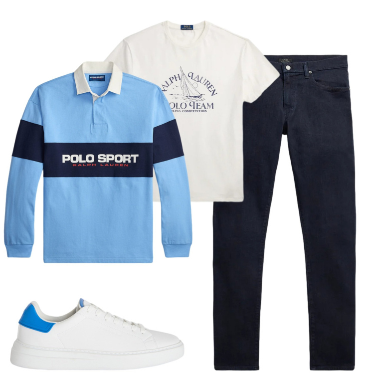 Outfit uomo - Total look #2394358. Stile Casual per Tutti i giorni. Abbinamento con sneakers, jeans, maglieria, t-shirt.